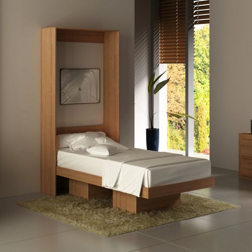 Cama de Solteiro Articulada com 2 Nichos - Amêndoa