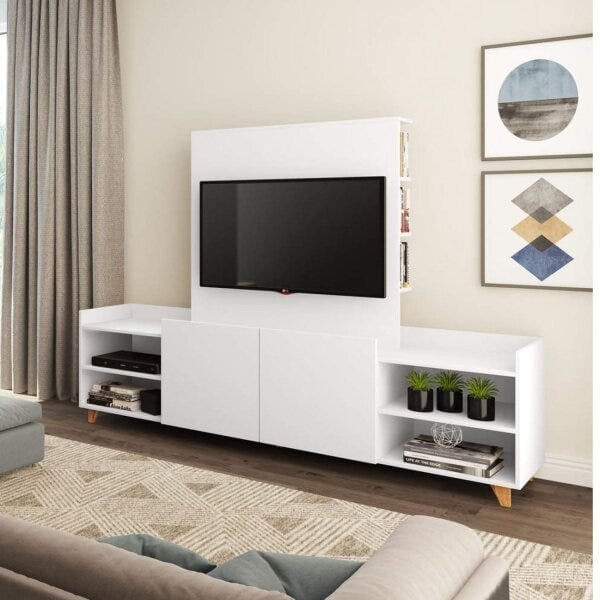 Rack para TV até 50 Polegadas 2 Portas com Nichos Branco TX