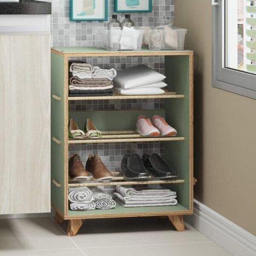 Sapateira Cordel de Sisal com 4 Nichos - Verde