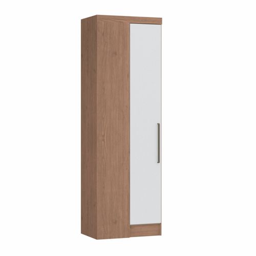Guarda Roupa Modulado Infinity Canto Reto com 1 Porta - Macadâmia/Branco Line