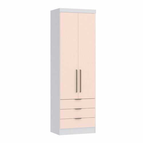 Guarda Roupa Modulado Infinity com 3 Gavetas - Branco Line/Blush Line