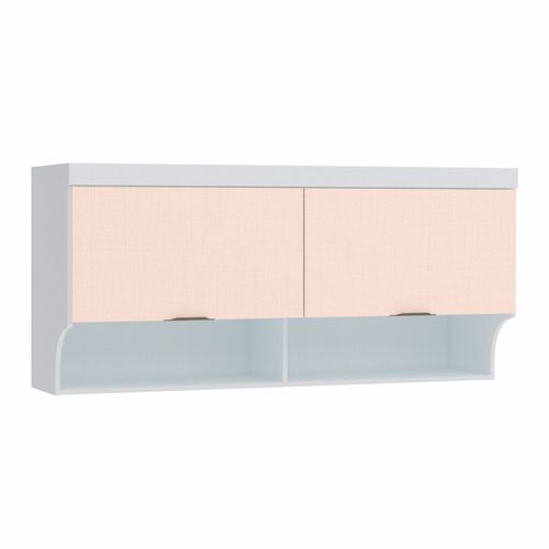 Armário Aéreo Modulado Infinity Casal com 2 Portas - Branco Line/Blush Line