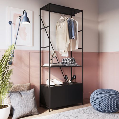 Estante Closet Industrial com 2 Portas e 1 Prateleira - Preto