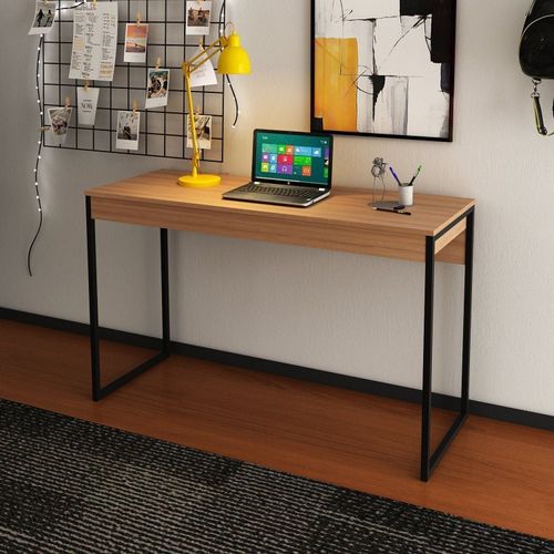 Escrivaninha Mesa Escritório ME4160 120cm Industrial Amendoa E Preto Amêndoa/Preto