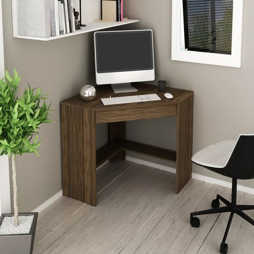 Mesa de Escritório em L com 1 Gaveta - Nogal