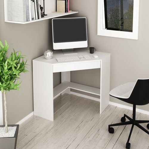 Mesa de Escritório em L com 1 Gaveta - Branco
