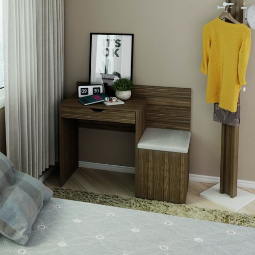 Escrivaninha com Puff e 1 Gaveta - Nogal