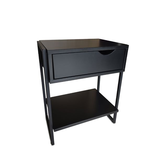 Mesa de Cabeceira Industrial com 1 Gaveta - Preto