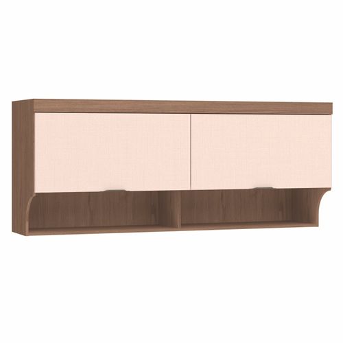 Armário Aéreo Modulado Infinity Queen com 2 Portas - Macadâmia/Blush Line