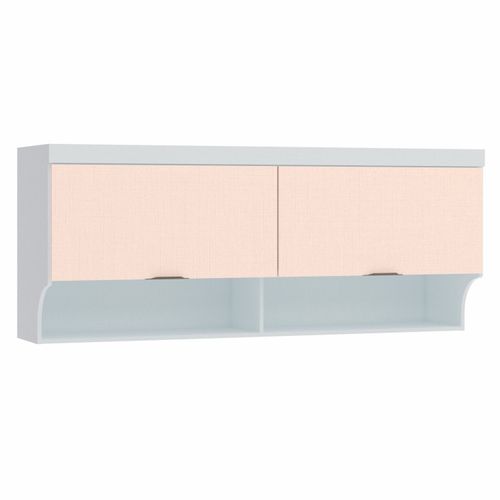 Armário Aéreo Modulado Infinity Queen com 2 Portas - Branco Line/Blush Line