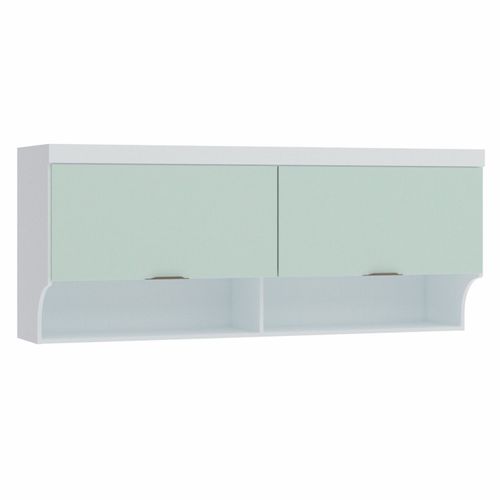 Armário Aéreo Modulado Infinity Queen com 2 Portas - Branco Line/Pistache