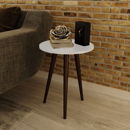 Mesa Lateral Redonda Retrô Branco Branco