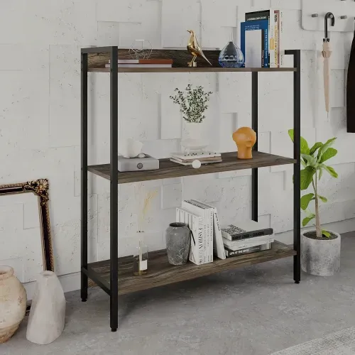 Estante Dynamica Industrial 80 cm - Carvalho Dark/Preto