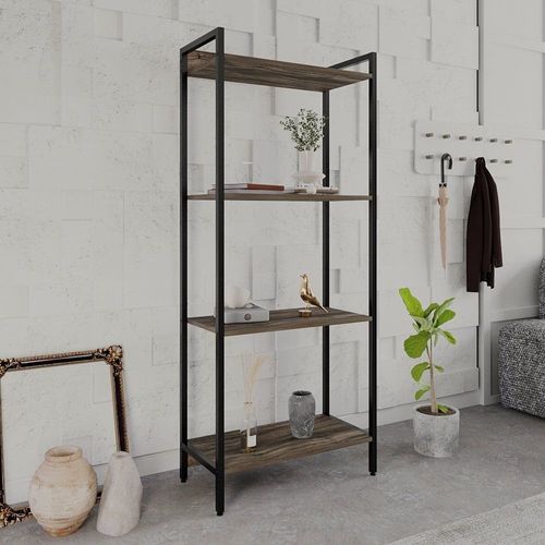 Estante Dynamica Industrial 3 Nichos 60 cm - Carvalho Dark/Preto
