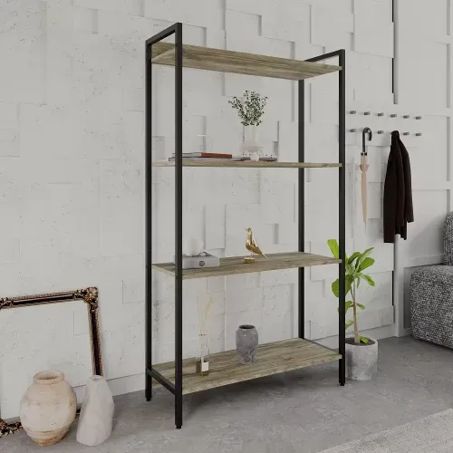 Estante Dynamica Industrial 3 Nichos 80 cm - Carvalho/Preto