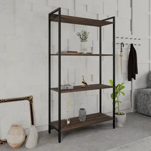 Estante Dynamica Industrial 3 Nichos 80 cm - Nogal/Preto