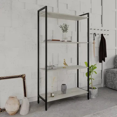 Estante Dynamica Industrial 3 Nichos 80 cm - Preto/Snow
