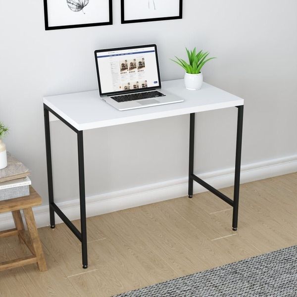 Escrivaninha Mesa Escritório Estilo Active 90cm Industrial Yescasa Branco Chess Branco Chess