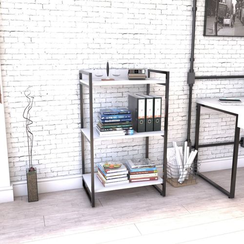 Estante Industrial Kuadra com 2 Nichos 60 cm - Branco/Preto