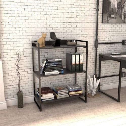 Estante Industrial Kuadra com 2 Nichos 80 cm - Preto