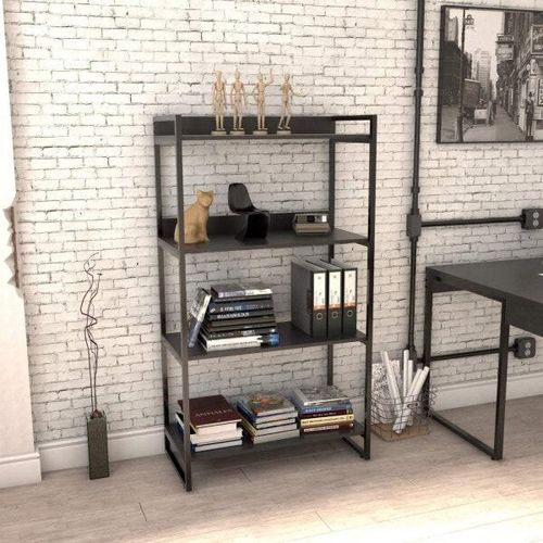 Estante Industrial Kuadra com 3 Nichos 80 cm - Preto