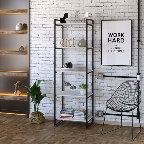 Estante Industrial Kuadra com 4 Nichos 60 cm - Branco/Preto