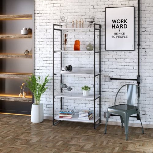 Estante Industrial Kuadra com 4 Nichos 80 cm - Branco/Preto