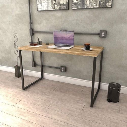 Escrivaninha Mesa Escritório Office Estilo Kuadra 120cm Industrial Carvalho Carvalho