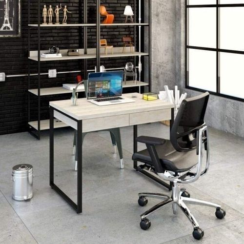 Escrivaninha Mesa Escritório Kuadra 2 Gavetas 90cm Industrial Snow Snow
