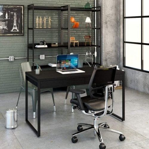 Escrivaninha Industrial Kuadra com 2 Gavetas 135 cm - Preto