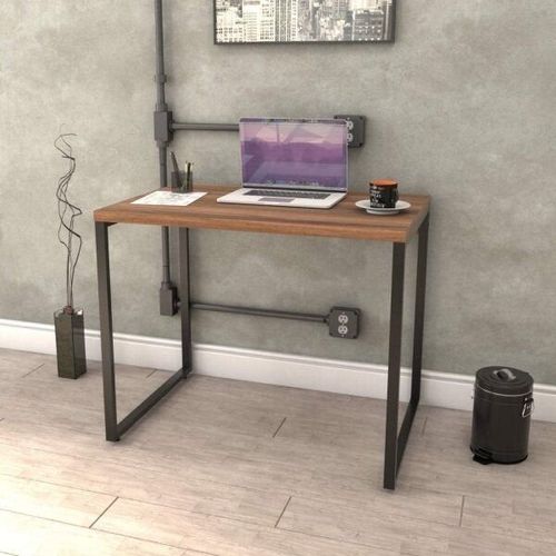 Escrivaninha Industrial Kuadra 90 cm - Nogal/Preto