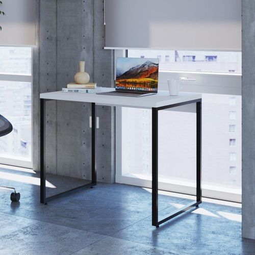 Escrivaninha Industrial Kuadra 90 cm - Branco/Preto