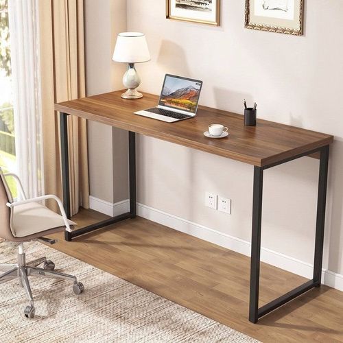 Escrivaninha Mesa Escritório Office Estilo Kuadra 135cm Industrial Nogal Nogal