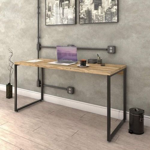 Mesa de Escritório Industrial Kuadra 150 cm - Carvalho/Preto