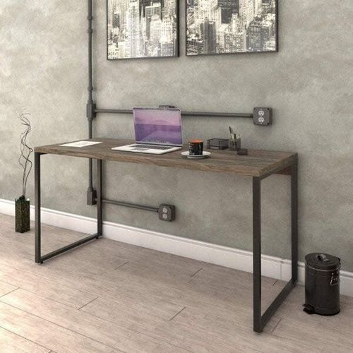 Escrivaninha Mesa Escritório Diretor Estilo Kuadra 150cm Industrial Carvalho Dark Carvalho Dark