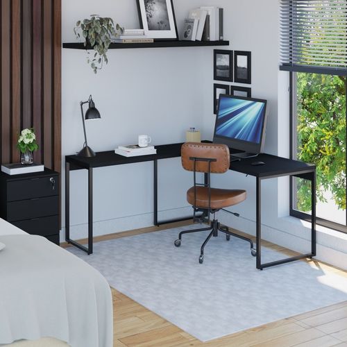 Mesa de Escritório Industrial Kuadra em L - Preto