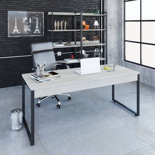 Escrivaninha Mesa Escritório Diretor Estilo Kuadra 180cm Industrial Snow Snow
