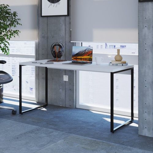 Mesa de Escritório Industrial Kuadra 150 cm - Branco/Preto