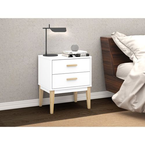 Mesa de Cabeceira Legno com 2 Gavetas - Branco