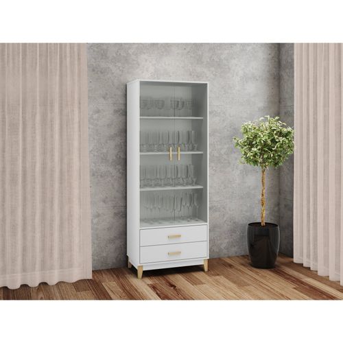 Cristaleira Legno com 2 Gavetas - Branco