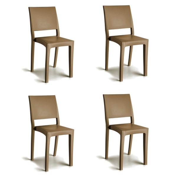 Conjunto 4 Cadeiras de Plástico Polipropileno Empilhável Hydra Plus Cappuccino