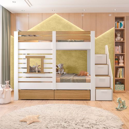 Beliche Infantil Star Plus com Janela Casatema Branco/Montana