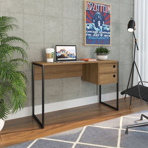 Escrivaninha Industrial com 2 Gavetas - Mel