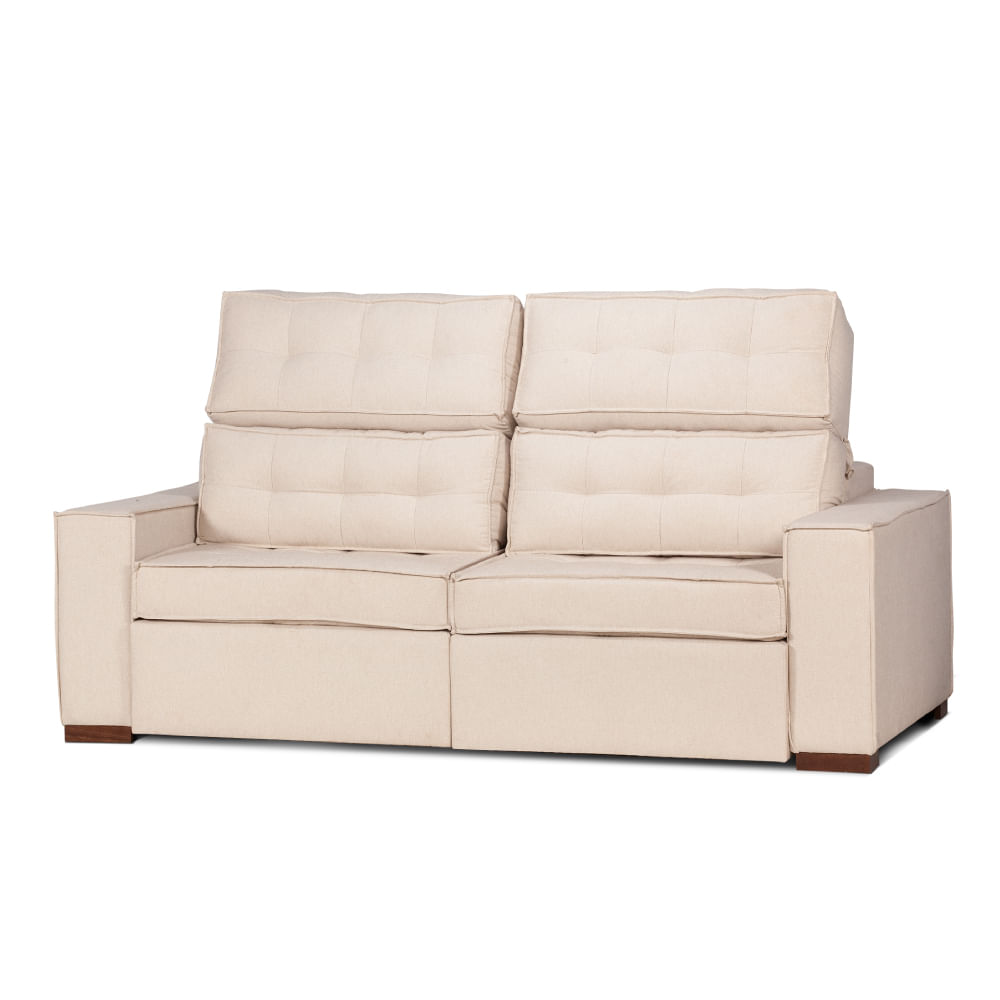 Sofá Astúrias Reclinável e Retrátil com Tecido Poliéster 290 cm Bege