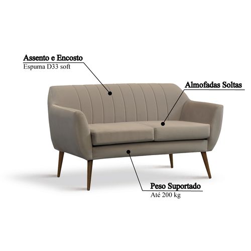 Sofá Jurerê com Pés em Madeira 147 cm Nude CasaTema