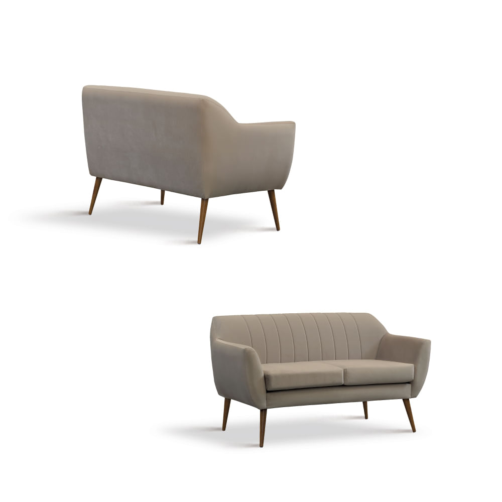 Sofá Jurerê com Pés em Madeira 147 cm Nude CasaTema