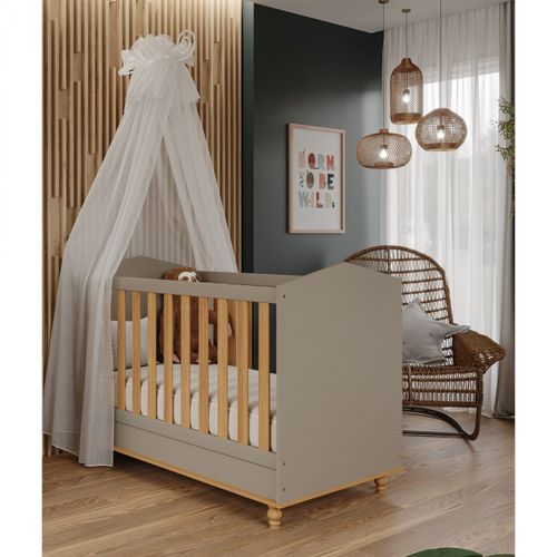 Berço Mini Cama Sweety com Pés em Madeira - Fendi/Natural