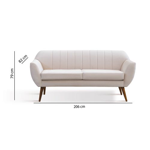 Sofá Jurerê com Pés em Madeira 206 cm Bege CasaTema