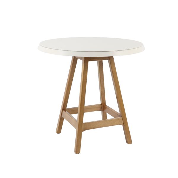 Mesa Elegance 80 cm com Tampo de Vidro - Amêndoa/Fendi
