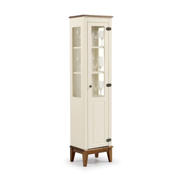 Cristaleira com 1 Porta de Vidro/Madeira - Amêndoa/Off White